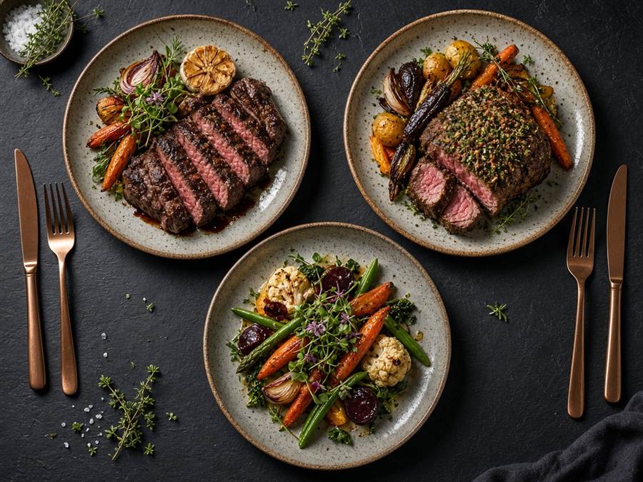 Gourmet plated meals prepared at MeatisserieHere